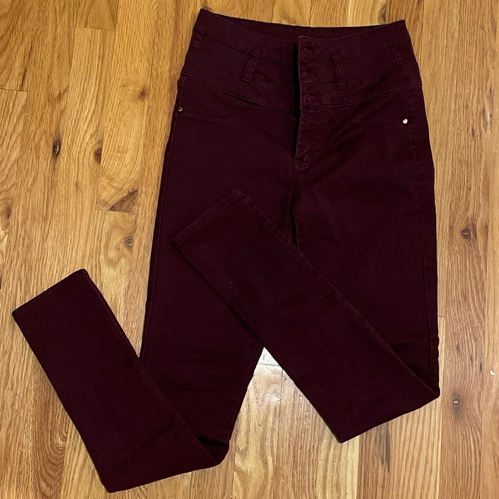Refuge Maroon High Waisted Skinny Jeans